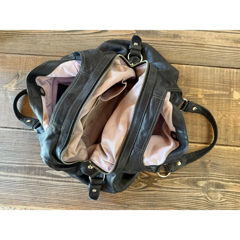 Vintage 2000s Coach XL Ergo Pleated Hobo Bag Black Leather Slouchy Charms Y2K